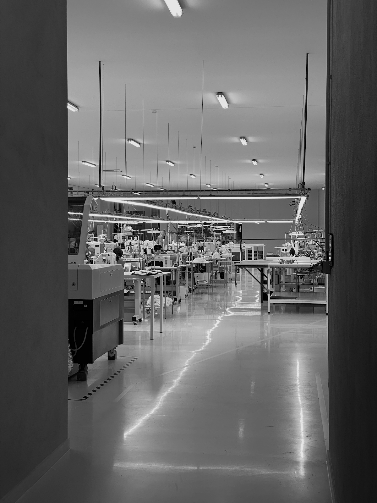 Factory corridor and production area